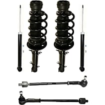6-Piece Kit Driver and Passenger Side Suspension with Loaded Struts, Shock Absorbers, and Tie Rod Assemblies, Hatchback/Sedan