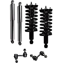 6-Piece Kit Front, Driver and Passenger Side Suspension with Loaded Struts, Shock Absorbers, and Sway Bar Links, Rear Wheel Drive