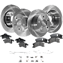 Front and Rear Brake Disc and Pad Kit, Plain Surface 5 Lugs 305.05 mm Ceramic - Front, Semi-Metallic - Rear Pro-Line Series