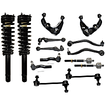 14-Piece Kit Front, Driver and Passenger Side, Upper and Lower Control Arm Kit, includes (6) Control Arm, (2) Shock Absorber and Strut Assembly, (2) Sway Bar Link, and (4) Tie Rod End