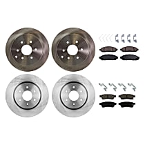 Front and Rear Brake Disc and Pad Kit, Plain Surface, 6 Lugs, Ceramic, Cast Iron, Pro-Line Series