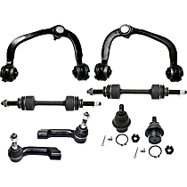 Front, Driver and Passenger Side, Upper Control Arm Kit, Standard Duty Design, includes Ball Joints, Sway Bar Links, and Tie Rod Ends