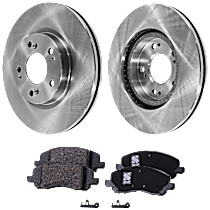 4-Piece Kit Front Brake Disc and Pad Kit, Plain Surface, 5 Lugs, Ceramic, 3.8L 6Cyl, Pro-Line Series  Includes (2) Brake Disc and (1) Brake Pad Set