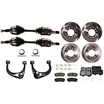 10-Piece Kit Front Axle Assembly, Four Wheel Drive, Includes Brake Discs, Brake Pad Sets, and Control Arms, Four Wheel Drive