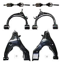 14-Piece Kit Front, Driver and Passenger Side Axle Assemblies, 4WD, includes Brake Discs, Brake Pad Sets, and Control Arms