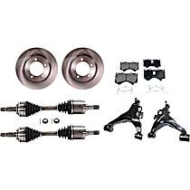 8-Piece Kit Front, Driver and Passenger Side, Lower Control Arm, 4WD, Includes (2) Axle Assembly, (2) Brake Disc, (1) Brake Pad Set, and (2) Control Arm