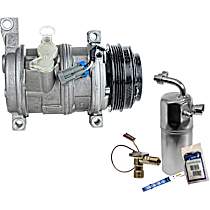2-Piece Kit A/C Compressor Kit, 4.8L 8Cyl, Two Bolts to mount the Hoses, With Clutch, 4-Groove Pulley,  Includes (1) A/C Compressor and (1) A/C Service Kit (A/C Accumulator, A/C Expansion Valve, A/C Orifice Tube, and A/C O-Ring and Gasket Sea