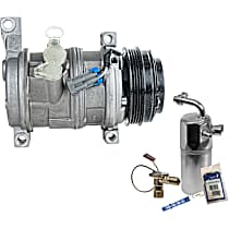 2-Piece Kit A/C Compressor Kit, 6.0L 8Cyl, Without Rear A/C, Two Bolts to mount the Hoses, With Clutch, 4-Groove Pulley,  Includes (1) A/C Compressor and (1) A/C Service Kit (A/C Accumulator, A/C Orifice Tube, and A/C O-Ring and Gasket Seal K