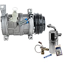 2-Piece Kit A/C Compressor Kit, 6.0L 8Cyl, w/o Rear A/C, 2 Bolts to mount the Hoses, With Clutch, 4-Groove Pulley,  Includes (1) A/C Compressor and (1) A/C Service Kit (A/C Accumulator, A/C Orifice Tube, and A/C O-Ring and Gasket Seal Kit)