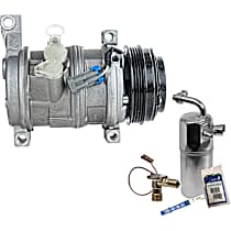 2-Piece Kit A/C Compressor Kit, 5.3L 8Cyl, w/ Rear A/C, 2 Bolts to mount the Hoses, With Clutch, 4-Groove Pulley