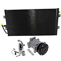 3-Piece Kit A/C Compressor, 6-Groove Pulley, includes A/C Condenser, and A/C Service Kit (A/C Accumulator, A/C Orifice Tube, and A/C O-Ring and Gasket Seal Kit)