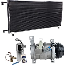 A/C Compressor Kit, 4-Groove Pulley, includes A/C Condenser, and A/C Service Kit (A/C Accumulator, A/C Expansion Valve, A/C Orifice Tube, and A/C O-Ring and Gasket Seal Kit)