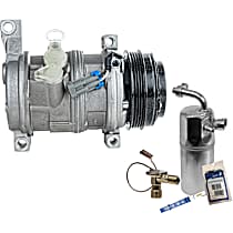 2-Piece Kit A/C Compressor Kit, 5.3L 8Cyl, Without Rear A/C, Two Bolts to mount the Hoses, With Clutch, 4-Groove Pulley,  Includes (1) A/C Compressor and (1) A/C Service Kit (A/C Accumulator, A/C Orifice Tube, and A/C O-Ring and Gasket Seal K