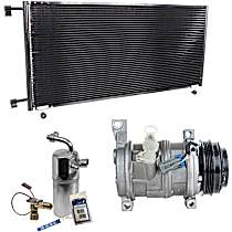 3-Piece Kit A/C Compressor Kit, 6.0L 8Cyl, Two Bolts to mount the Hoses, With Clutch, 4-Groove Pulley,  Includes (1) A/C Compressor, (1) A/C Condenser, and (1) A/C Service Kit (A/C Accumulator, A/C Orifice Tube, and A/C O-Ring and Gasket Seal