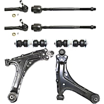 8-Piece Kit Front, Driver and Passenger Side, Lower Control Arm Kit, Includes (2) Control Arm, (2) Sway Bar Link, and (4) Tie Rod End