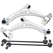 4-Piece Kit Front, Driver and Passenger Side, Lower Control Arm Kit, Includes (2) Control Arm and (2) Sway Bar Link