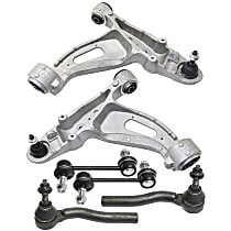 6-Piece Kit Front, Driver and Passenger Side, Lower Control Arm Kit, includes (2) Control Arm, (2) Sway Bar Link, and (2) Tie Rod End