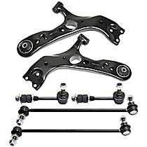 6-Piece Kit Front, Driver and Passenger Side, Lower Control Arm Kit, AWD, includes (2) Control Arm and (4) Sway Bar Link