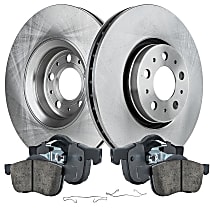 Front Brake Disc and Pad Kit, Plain Surface, 5 Lugs, Cast Iron, Organic, Pro-Line Series