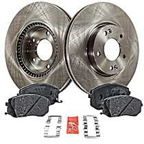4-Piece Kit Front Brake Disc and Pad Kit, Plain Surface, 5 Lugs, Cast Iron, Ceramic, Pro-Line Series
