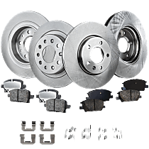 8-Piece Kit Front and Rear Brake Disc and Pad Kit, Plain Surface, 5 Lugs, Ceramic, 300mm Front Disc, J60, Pro-Line Series  Includes (4) Brake Disc and (2) Brake Pad Set