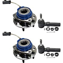 Front, Driver and Passenger Side Suspension Kit, includes Tie Rod End and Wheel Hub