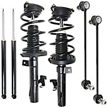 6-Piece Kit Front and Rear, Driver and Passenger Side Suspension with Loaded Struts, Shock Absorbers, and Sway Bar Links