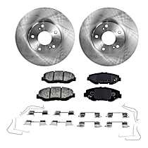 4-Piece Kit Front Brake Disc and Pad Kit, Plain Surface, 5 Lugs, 281.94 mm, Ceramic, Automatic CVT Transaxle, 282mm  Disc, 1.8L 4Cyl, Pro-Line Series  Includes (2) Disc and (1) Pad Set