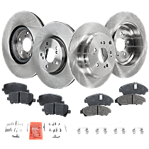 Front and Rear Brake Disc and Pad Kit, Plain Surface, 5 Lugs, Ceramic, Cast Iron, Pro-Line Series