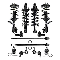 12-Piece Kit Front, Driver and Passenger Side Suspension Includes Ball Joints, Loaded Struts, Sway Bar Links, and Tie Rod Ends