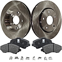 Front Brake Disc and Pad Kit, Plain Surface, 5 Lugs, Semi-Metallic, Cast Iron, Pro-Line Series