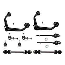 10-Piece Kit Front, Driver and Passenger Side, Upper Control Arm, Heavy Duty Design, includes Ball Joints, Sway Bar Links, and Tie Rod Ends