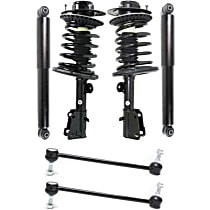 Front and Rear, Driver and Passenger Side Suspension Kit, includes Loaded Strut, Shock Absorber, and Sway Bar Link