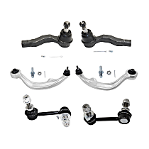Front, Driver and Passenger Side, Lower, Rearward Control Arm Kit, includes Sway Bar Links and Tie Rod Ends