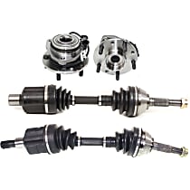 4-Piece Kit Front, Driver and Passenger Side Suspension Kit, 4-Wheel ABS, 4WD, For Models With High Wider Package (ZR2), includes (2) Axle Assembly and (2) Wheel Hub