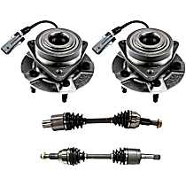4-Piece Kit Front, Driver and Passenger Side Suspension, includes Axle Assembly and Wheel Hub