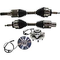 4-Piece Kit Front, Driver and Passenger Side Suspension Kit, 4WD, Supplied with Standard Neoprene Outboard Boot, With 6 Stud Hub,  Includes (2) Axle Assembly and (2) Wheel Hub
