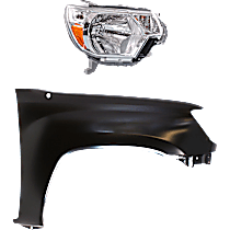 2-Piece Kit, Passenger Side Halogen Headlight, With bulb(s), OE Replacement, Includes (1) Fender and (1) Headlight