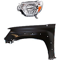 2-Piece Kit Driver Side Halogen Headlight, With bulb(s), 4WD, OE Replacement Includes (1) Fender and (1) Headlight