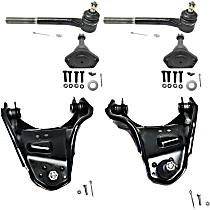 6-Piece Kit Front, Driver and Passenger Side, Upper Control Arm Kit, 4WD, includes (2) Ball Joint, (2) Control Arm, and (2) Tie Rod End