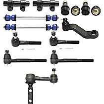 14-Piece Kit Front, Driver and Passenger Side Suspension with Ball Joints, Idler Arm, Pitman Arm, Sway Bar Links, Tie Rod Adjusting Sleeves, and Tie Rod Ends, Rear Wheel Drive, with Solid Front Axle