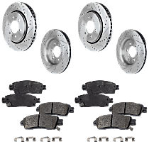Rear Brake Disc and Pad Kit, Cross-drilled and Slotted, Ceramic, Pro-Line Series