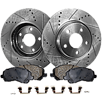 4-Piece Kit Front Brake Disc and Pad Kit, Cross-drilled and Slotted, Ceramic, Naturally Aspirated, 2.0L 4Cyl, Pro-Line Series  Includes (2) Brake Disc and (1) Brake Pad Set