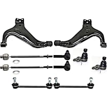 10-Piece Kit Front, Driver and Passenger Side Control Arm Kit,  Includes (2) Ball Joint, (2) Control Arm, (2) Sway Bar Link, and (4) Tie Rod End