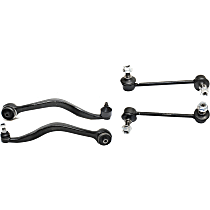 4-Piece Kit Front, Driver and Passenger Side, Lower, Rearward Control Arm Kit, includes (2) Control Arm and (2) Sway Bar Link