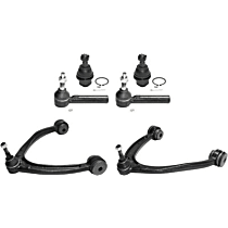 6-Piece Kit Front, Driver and Passenger Side, Upper Control Arm Kit, includes (2) Ball Joint, (2) Control Arm, and (2) Tie Rod End