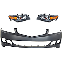 3-Piece Kit Driver and Passenger Side HID/Xenon Headlight, Without bulb(s), OE Replacement,  Includes (2) Headlight and (1) Bumper Cover