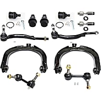 12-Piece Kit Front, Driver and Passenger Side, Upper Control Arm Kit, Includes (4) Ball Joint, (2) Control Arm, (2) Sway Bar Link, and (4) Tie Rod End