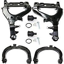 Front, Driver and Passenger Side, Upper and Lower Control Arm Kit, includes Ball Joints