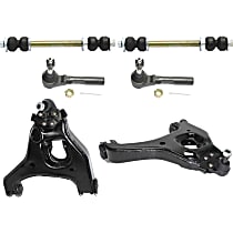 6-Piece Kit Front, Driver and Passenger Side, Lower Control Arm Kit, Includes (2) Control Arm, (2) Sway Bar Link, and (2) Tie Rod End